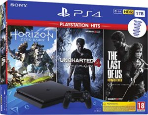 PS4 Slim 1 To Noir + Horizon Zero Dawn + The Last of Us + Uncharted 4