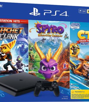 PS4 Slim Noir 1 To - Crash Team Racing + Spyro + Ratchet & Clank