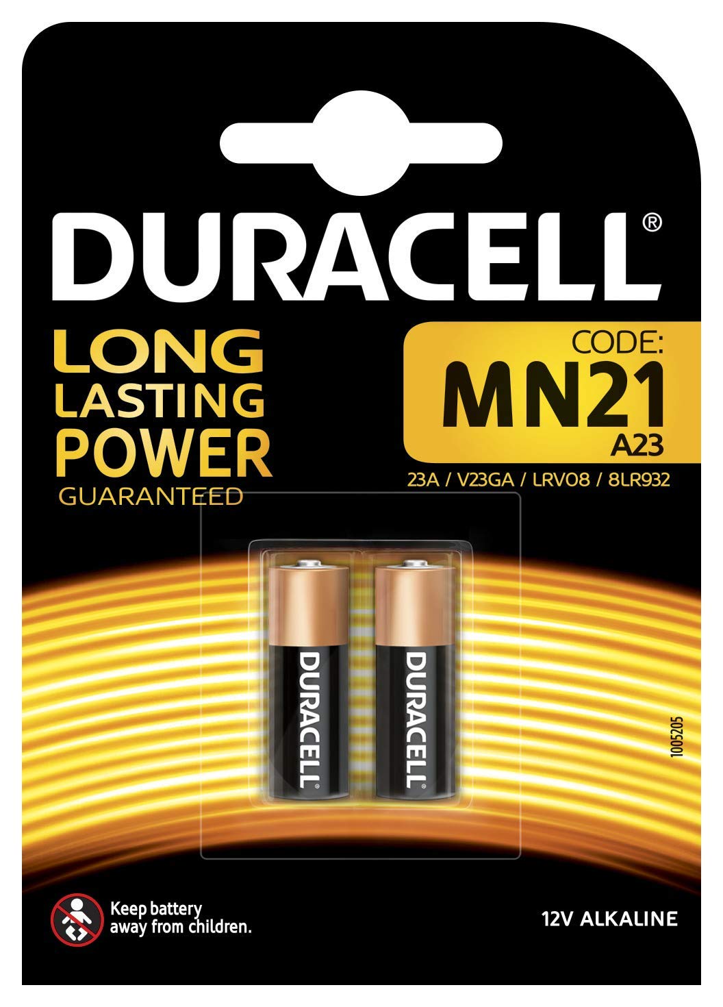 Piles Duracell MN21 Long Lasting Power Alkaline Batterie A23 23A