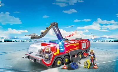 Playmobil city action Pompiers avec véhicule aéroportuaire