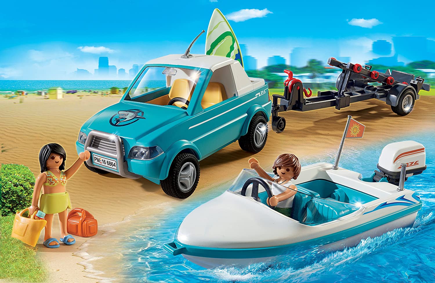Playmobil Summer Fun Voiture Bateau à moteur submersible 6864 - Monsieur  Jouet