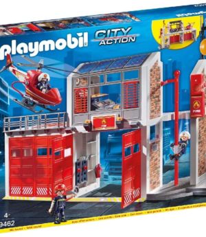 playmobil caserne de pompier avec helicoptere