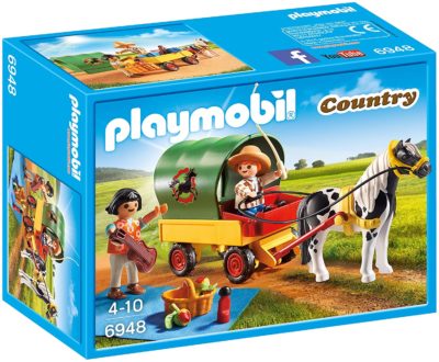Playmobil Enfants avec Chariot et Poney