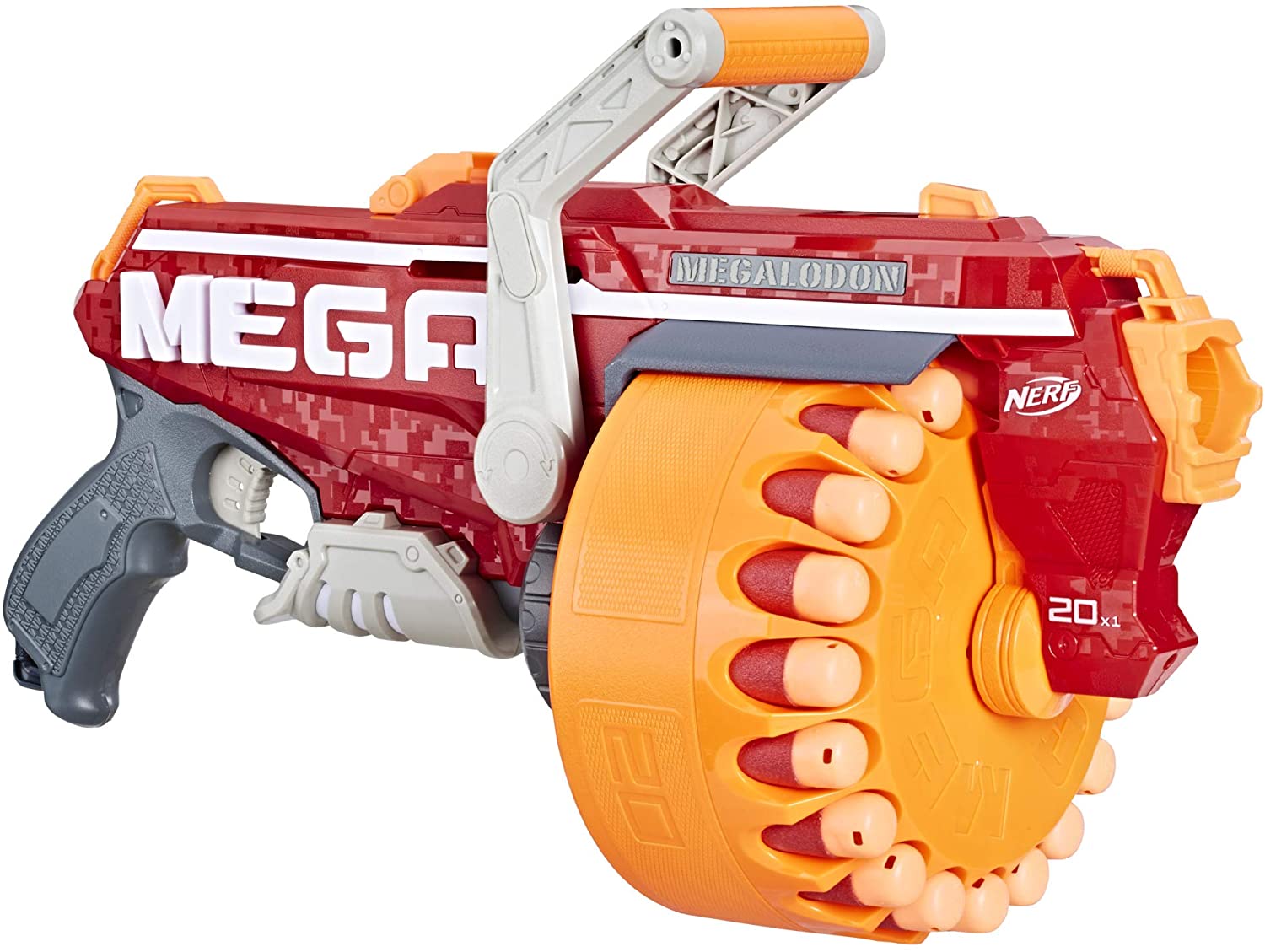 Pistolet Nerf Mega Megalodon à chargeur rotatif de 20 fléchettes