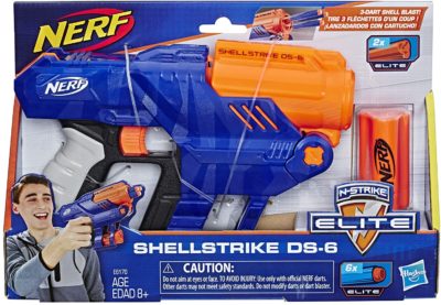 Blaster Nerf Elite Shellstrike DS-6 et Flechettes Nerf Elite Officielles Hasbro